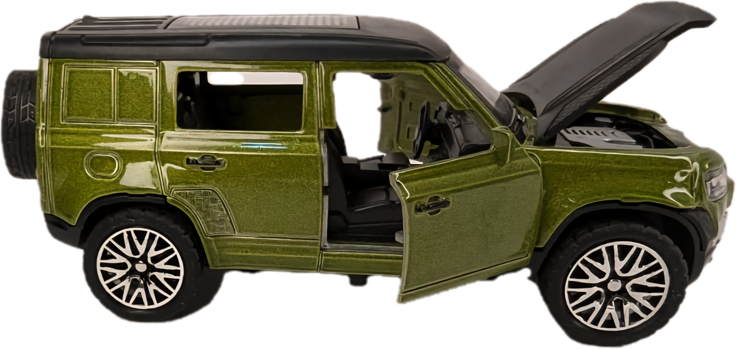 diecast SUV model, collectible toy car, alloy model car, green SUV toy, pull-back diecast car, openable doors toy car, non-rc model car, scale SUV model, toy car for collectors, kids diecast vehicle