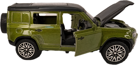 diecast SUV model, collectible toy car, alloy model car, green SUV toy, pull-back diecast car, openable doors toy car, non-rc model car, scale SUV model, toy car for collectors, kids diecast vehicle