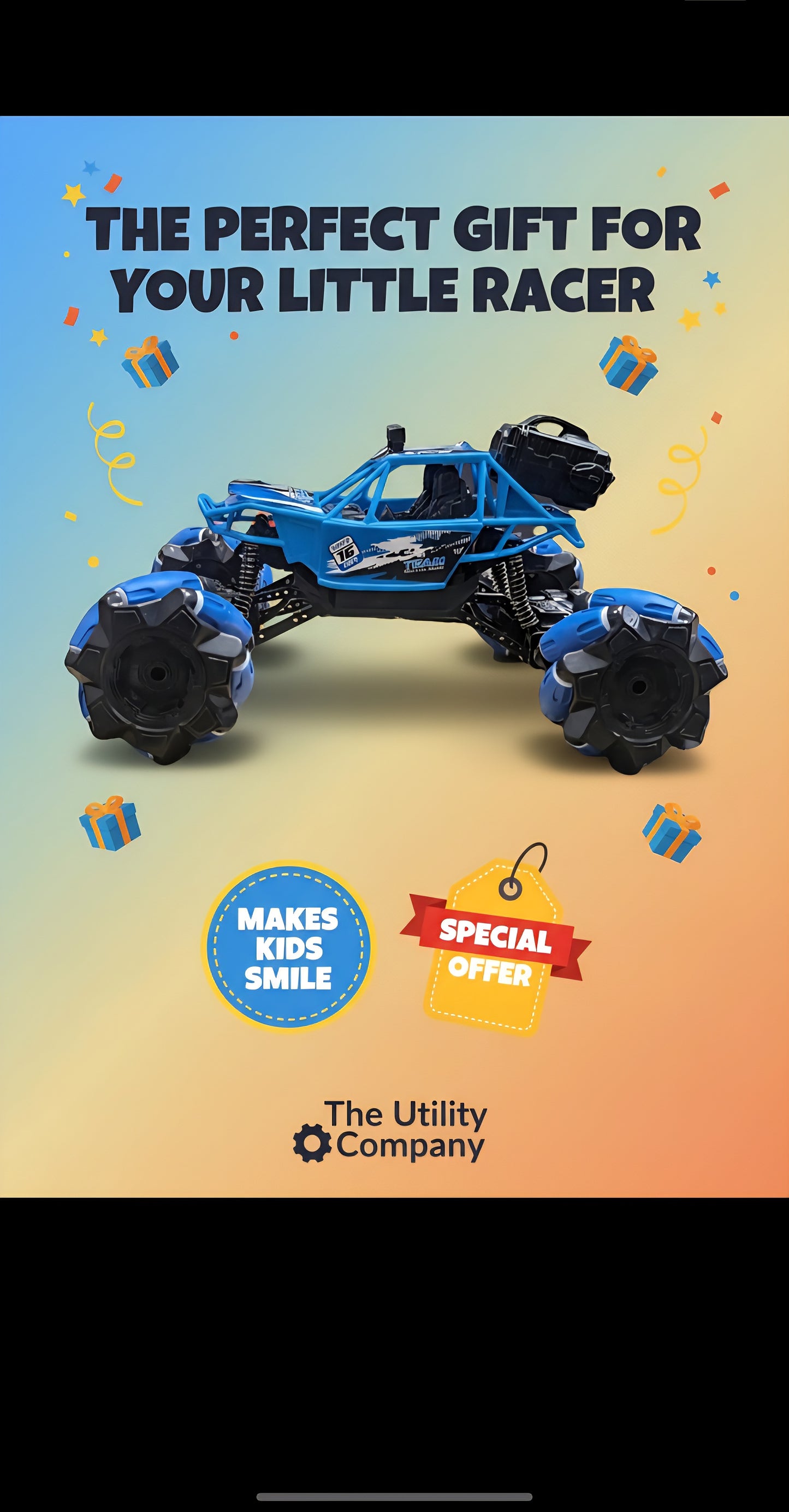 Remote Control Monster Truck – Blue All-Terrain Utility RC Car