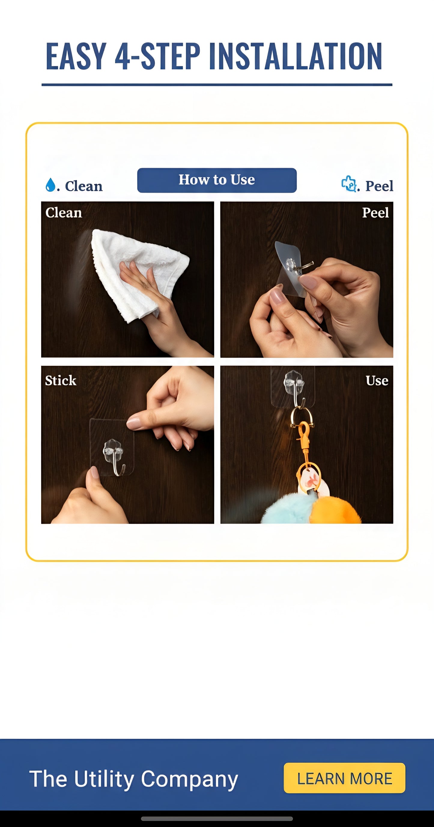 Adhesive Wall Hooks - No Drill Self-Adhesive Organizer Hooks for Kitchen, Bathroom & Home - Pack of 12 (Holds up to 5kg)