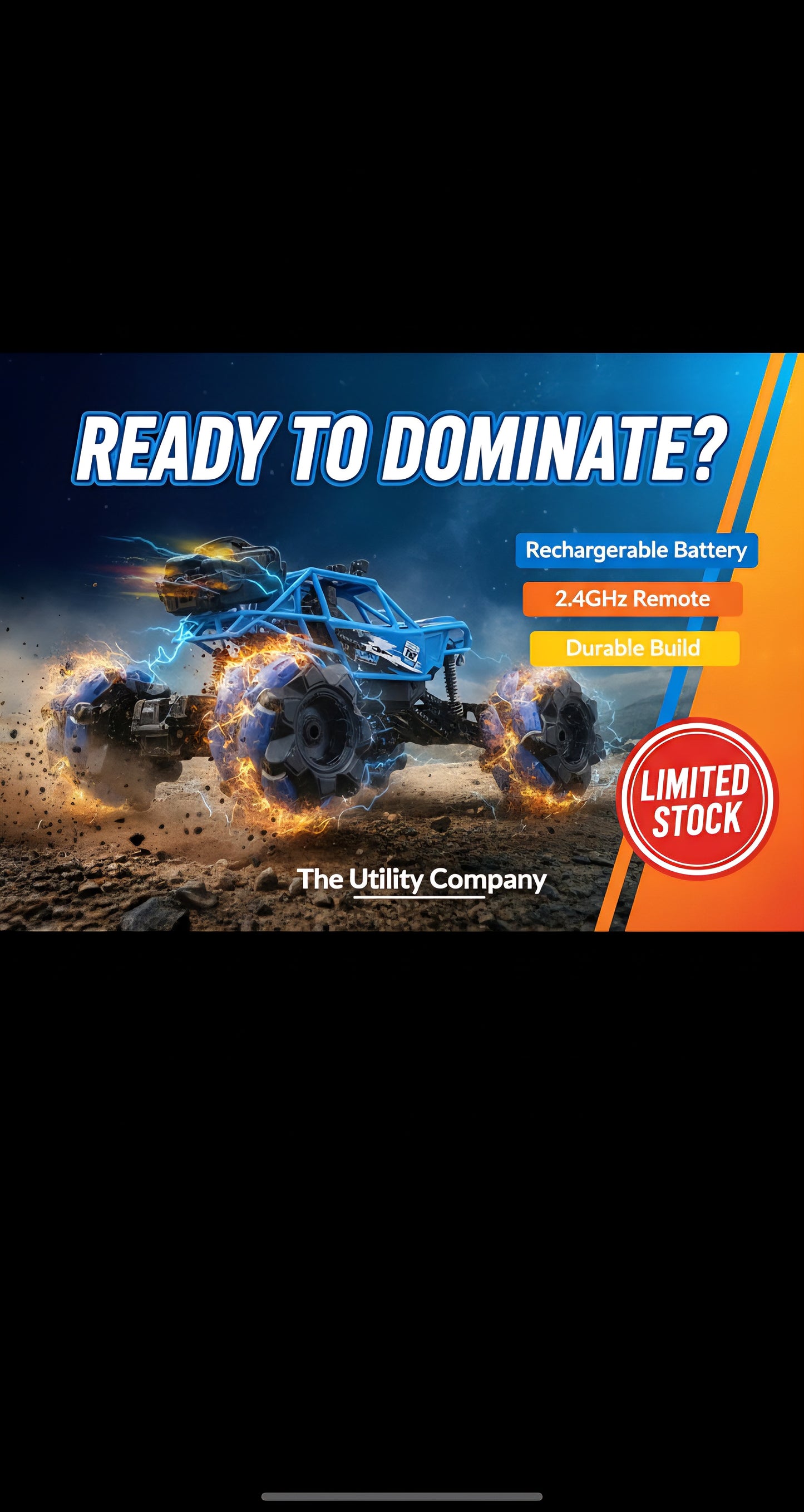 Remote Control Monster Truck – Blue All-Terrain Utility RC Car